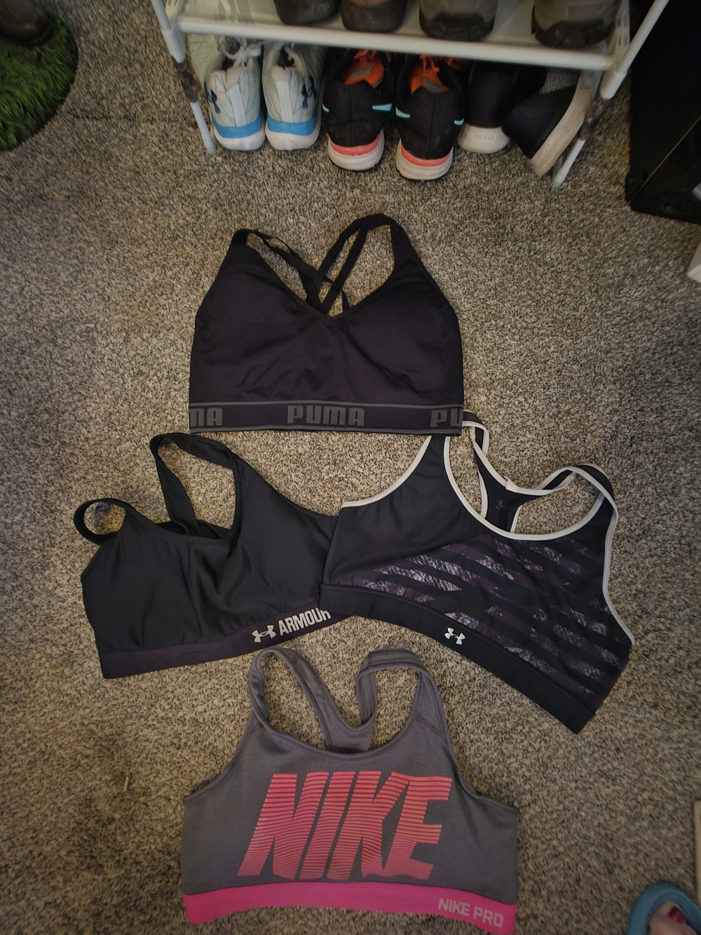 Nike Gray and Pink NIKE Pro Logo Sports Bra